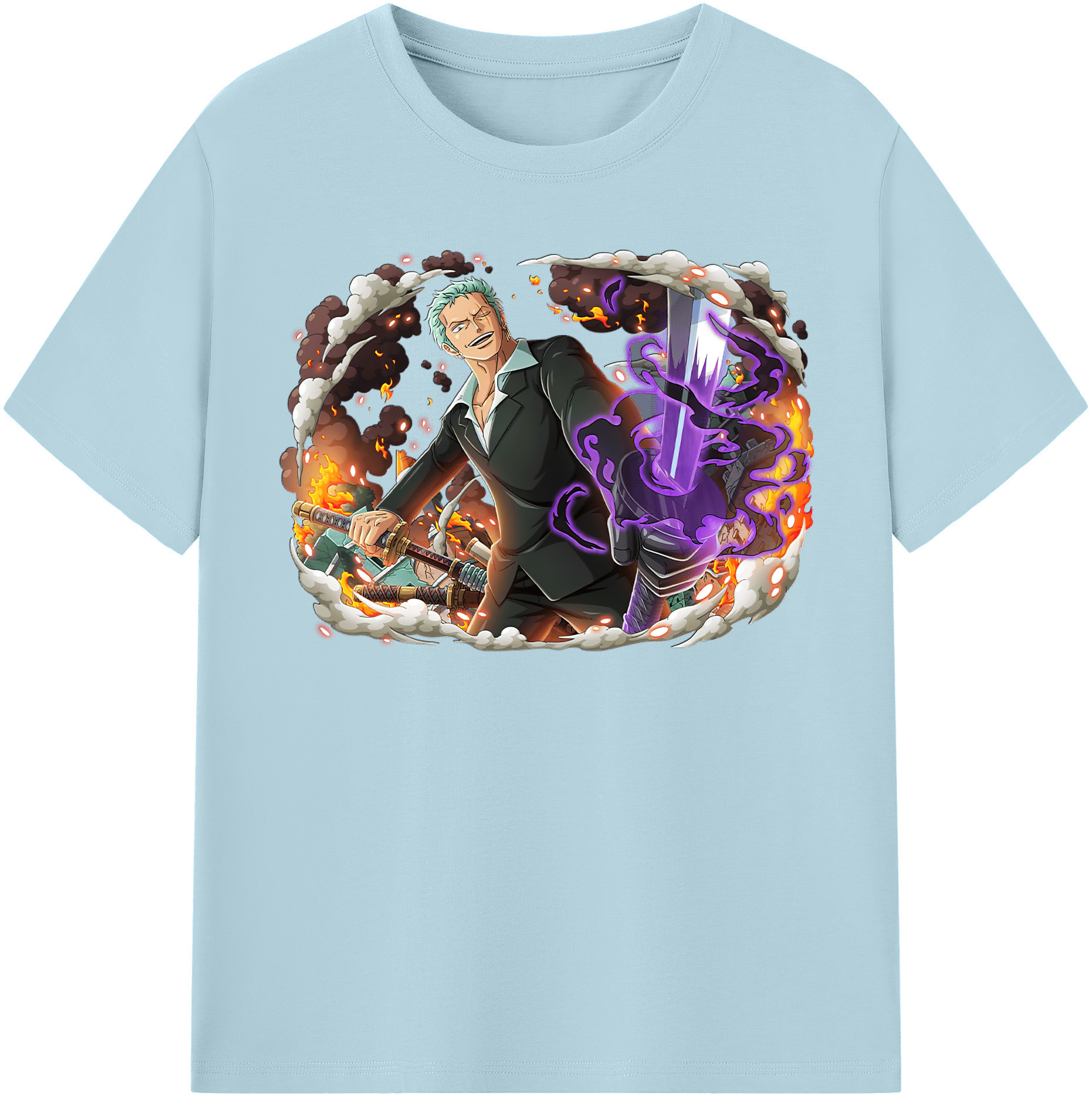 ワンピース ロロノア・ゾロ ONE PIECE Roronoa Zoro 綿100％半袖Tシャツ（フロントプリント）
